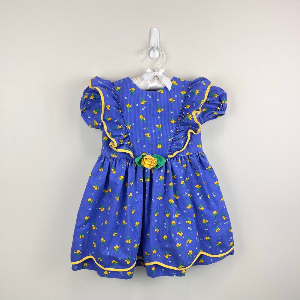 Vintage C.I. Castro & Co Ruffle Floral Dress 3T USA